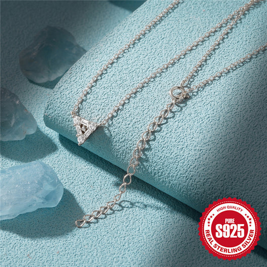 Collar Corto de Plata S925 Personalizado con Diamante Triangular para Mujer - Image 4