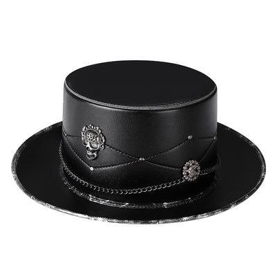 Sombrero de Copa Calavera Mágica en Cuero PU Negro - Accesorios de Foto para Mujer - Image 11
