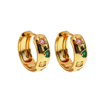 Aretes de Zirconia Retro Francés de Colores - Image 2