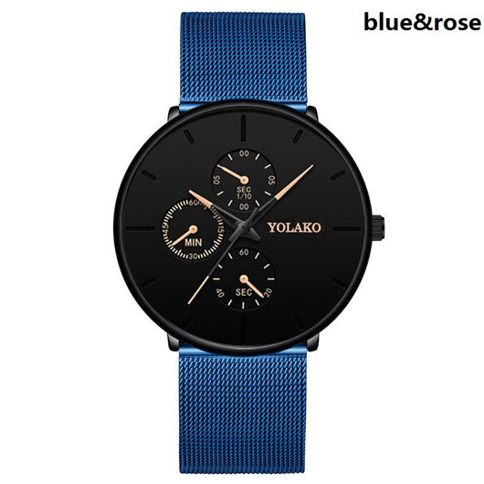 Reloj de Hombre Elegante con Correa de Malla Metálica y Tres Esferas - Image 15