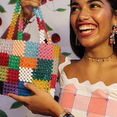 Bolsa Tejida con Patrones de Puzzle y Cuentas Decorativas - Image 22