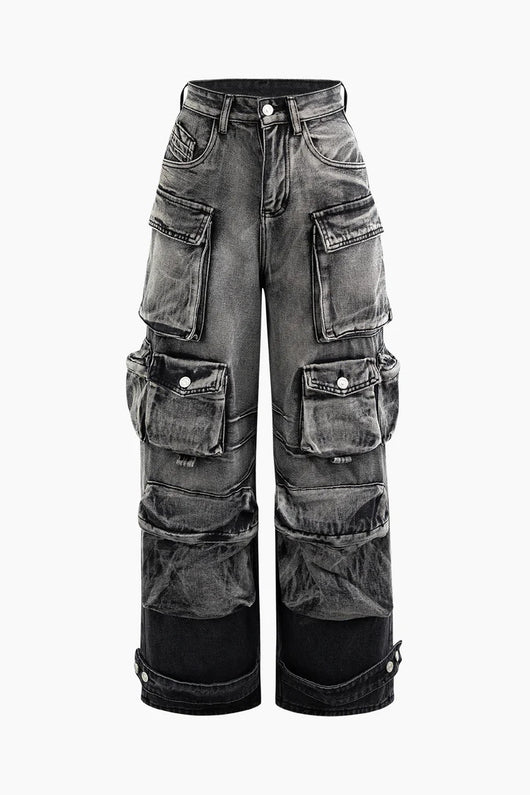 Jeans de Trabajo Estilo Urbano con Múltiples Bolsillos y Detalles Desgastados - Image 20