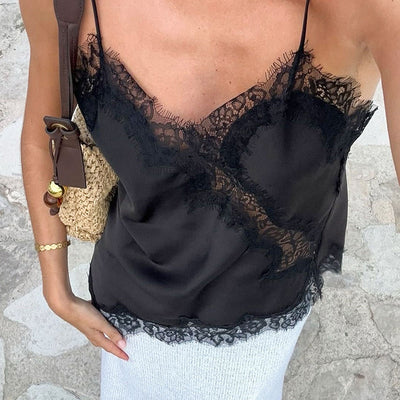 Camiseta Elegante Asimétrica con Encaje para Oficina - Image 3
