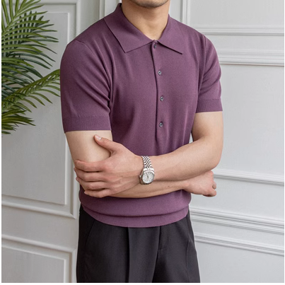 Polo Slim Fit de Manga Corta en Color Sólido