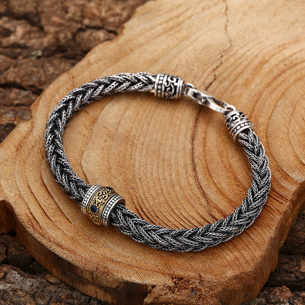 Pulsera de Plata 925 Tejida a Mano Estilo Retro