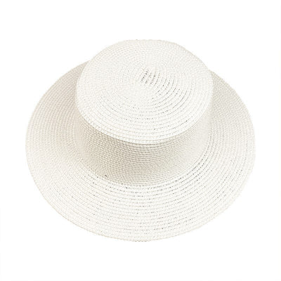 Sombrero de Paja Plano para Mujer con Protección Solar - Image 3