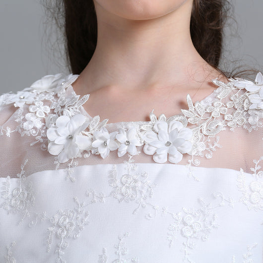 Vestido de Novia Infantil con Espalda Abierta y Pétalos Largos - Image 8