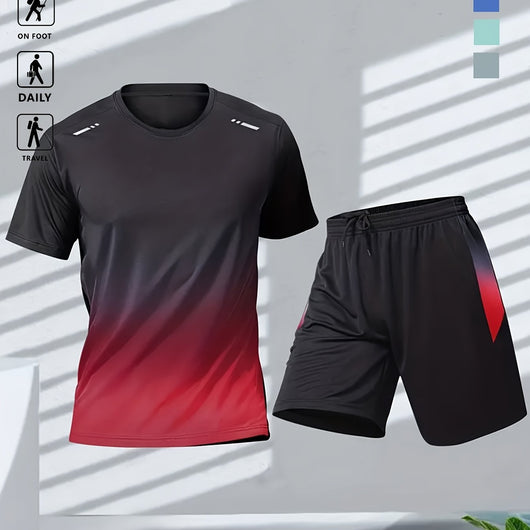 Conjunto Deportivo Casual de Verano con Diseño Degradado - Playera y Shorts - Image 8