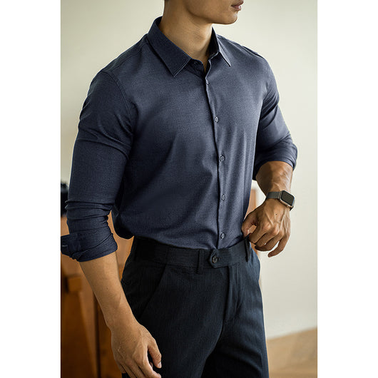 Camisa de Lana Modal Estilo Old Money para Hombre - Image 6