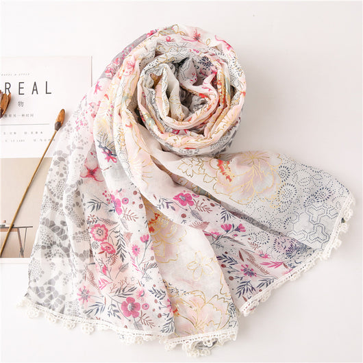 Pañuelo Floral de Encaje Algodón Suave para Mujer - Image 10