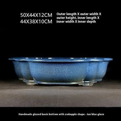 Maceta Bonsái Artesanal Cerámica Púrpura Jun Azul - Diseño Begonia Vintage - Image 6