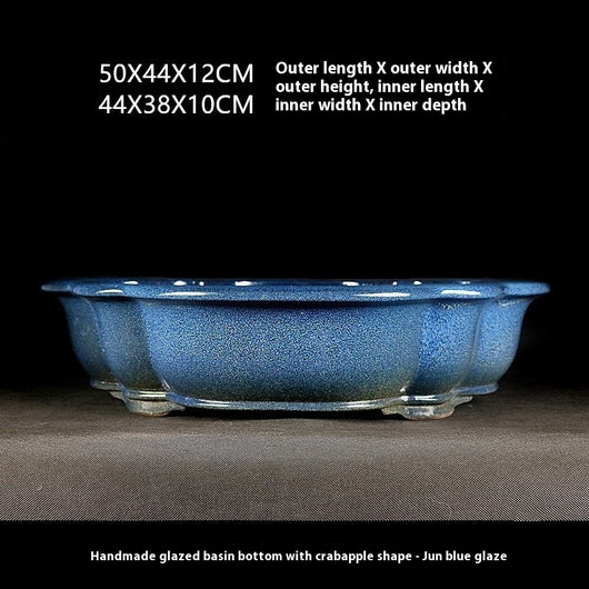 Maceta Bonsái Artesanal Cerámica Púrpura Jun Azul - Diseño Begonia Vintage - Image 6