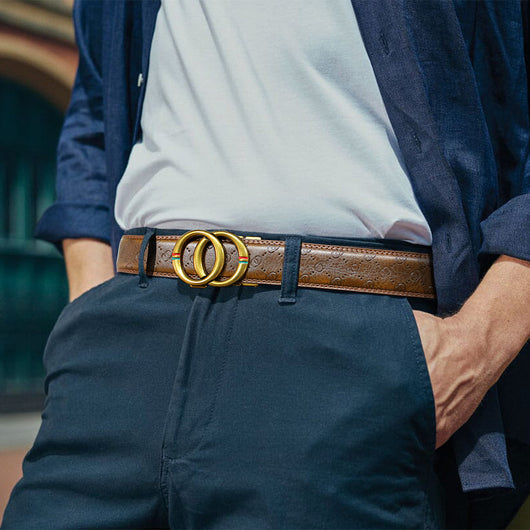Cinturón de Cuero Genuino para Hombre con Hebilla Automática de Aleación