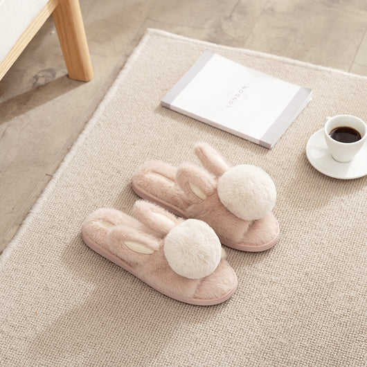 Pantuflas Cálidas de Conejo con Suela Gruesa y Forro Polar - Zapatos de Interior Acogedores - Image 10