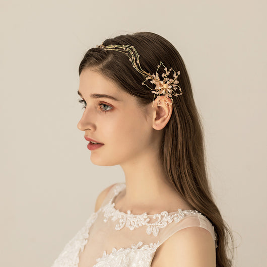 Diadema nupcial con perlas y cristales para novia - Image 9