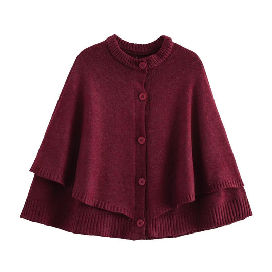 Abrigo Tejido Estilo Capa con Cuello Redondo Multiuso - Image 38