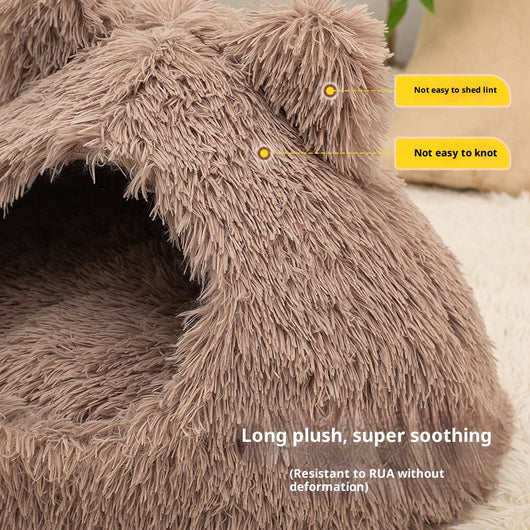 Cama Cálida Semiencerrada para Gatos con Peluche Suave - Image 3