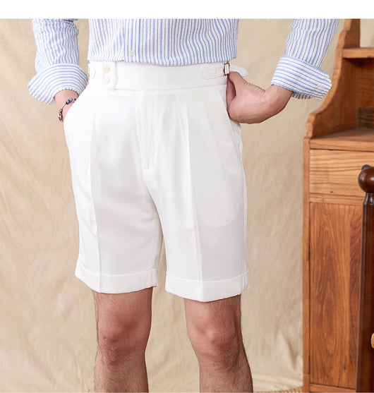 Pantalones Cortos Casuales Napoli de Doble Pliegue para Hombre - Estilo Británico - Image 15