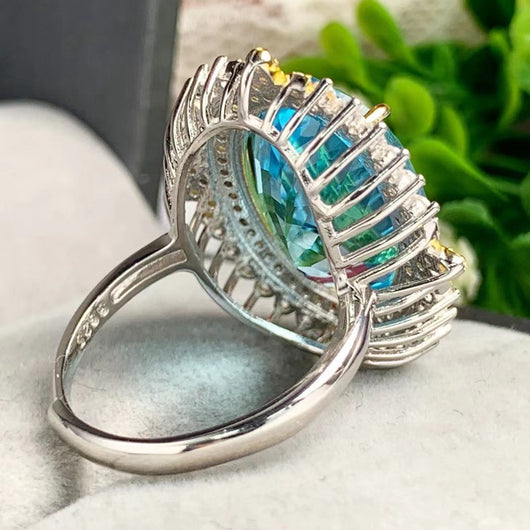 Anillo de Topacio Azul Natural con Plata S925 - Diseño Minimalista para Mujer - Image 11