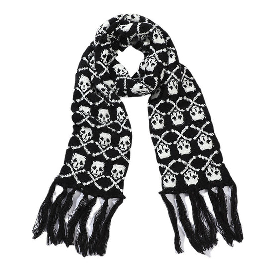 Bufanda Térmica Tejida Gruesa con Diseño Calavera