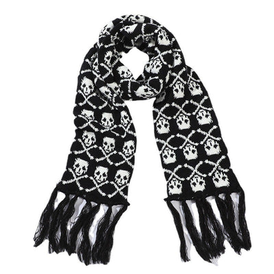 Bufanda Térmica Tejida Gruesa con Diseño Calavera