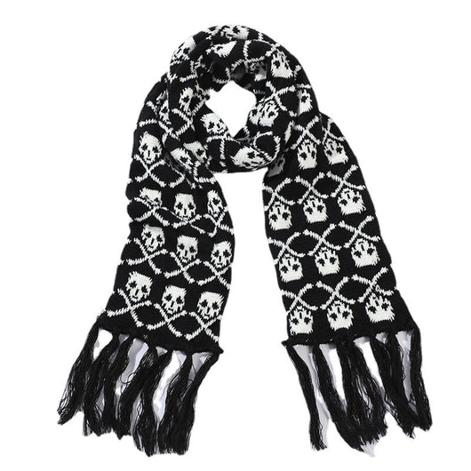 Bufanda Térmica Tejida Gruesa con Diseño Calavera