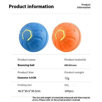 Blue smart pet toy ball with a glowing yellow power button, an electronic interactive toy for dogs and cats. - Image 9