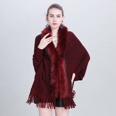 Chal Tejido con Cuello de Pelaje Sintético para Otoño e Invierno - Image 4