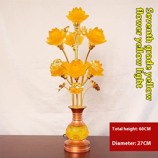 Linterna LED de Loto en Vidrio Coloreado para Altar Budista - Image 50