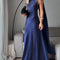 Vestido Largo de Satén Azul Royal sin Mangas
