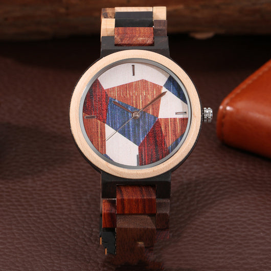 Reloj de Madera con Diseño Geométrico Moderno para Hombre - Image 4
