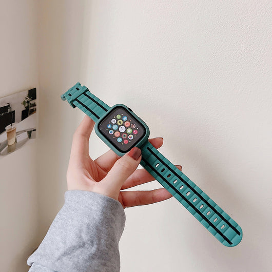 Set de Correas de Silicona para Apple Watch 7, SE y 8 con Funda Protectora - Image 28