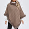 Poncho Tipo Capa de Punto Grueso con Cuello de Pelaje