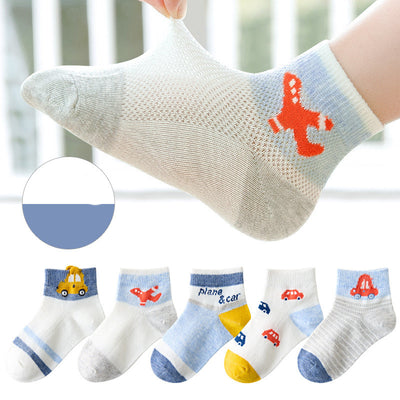 Calcetines Infantiles de Malla con Diseño de Autos de Algodón - Image 9