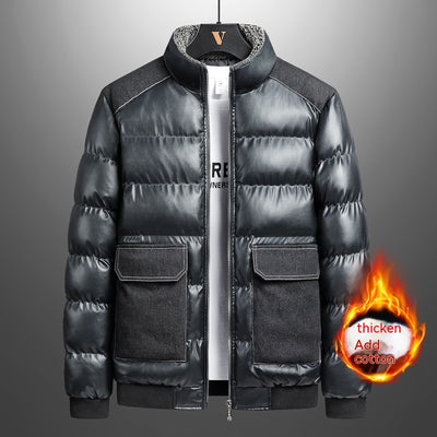 Chamarra de Algodón y Piel con Cuello Alto para Hombre - Image 3