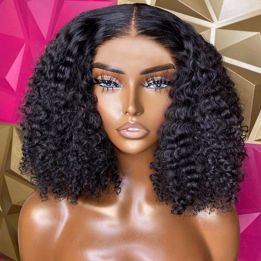 Peluca Bob Corto Jerry Curly Cabello Humano Premium Sunper Queen