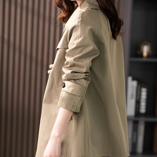 Gabardina Corta Estilo Británico Texturizada para Primavera y Otoño - Image 12