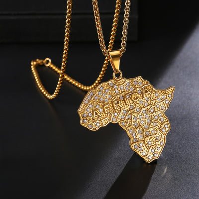 Collar con Colgante de Mapa de África y Diamantes - Image 3