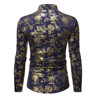 Camisa Casual de Hombre con Estampado Metalizado y Solapa - Image 19