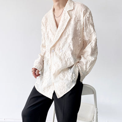 Camisa Unisex Jacquard Bordada en Tono Albaricoque - Image 5