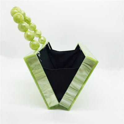 Bolso de Noche Verde Esmeralda con Asa Beaded - Cartera Cuadrada Compacta para Mujer - Image 5