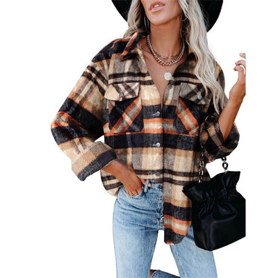 Camisa Cuadrillé de Lana para Mujer - Estilo Europeo Otoño Invierno - Image 6