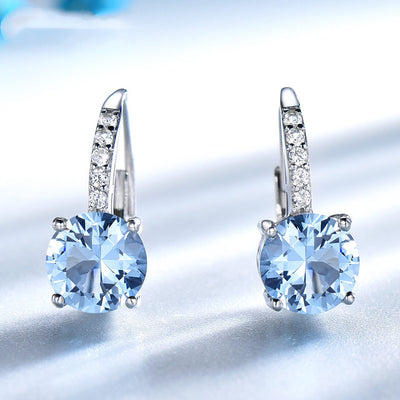 Aretes de Plata Esterlina con Topacio Ahumado y Diamantes