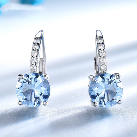 Aretes de Plata Esterlina con Topacio Ahumado y Diamantes