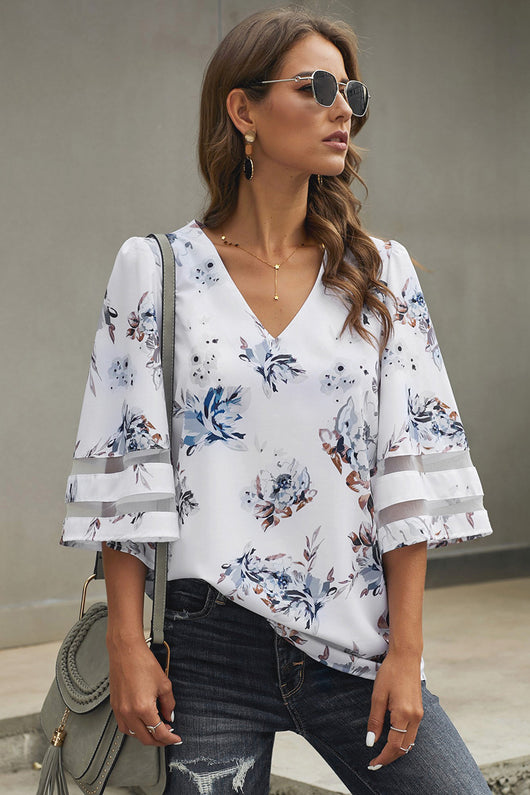 Blusa Escote V con Mangas Acampanadas Tres Cuartos - Image 18