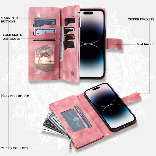 Funda Cartera Teléfono Cuero Grabado - Organizador de Tarjetas con Cierre - Image 35