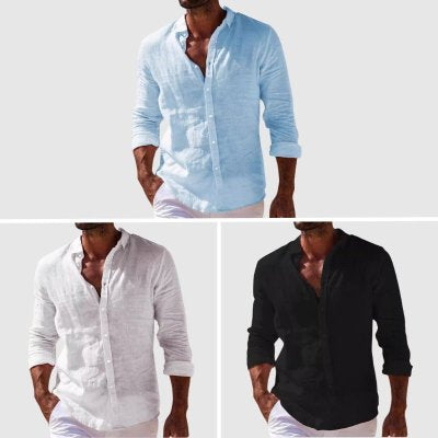 Camisa Casual de Algodón y Lino para Hombre - Image 7