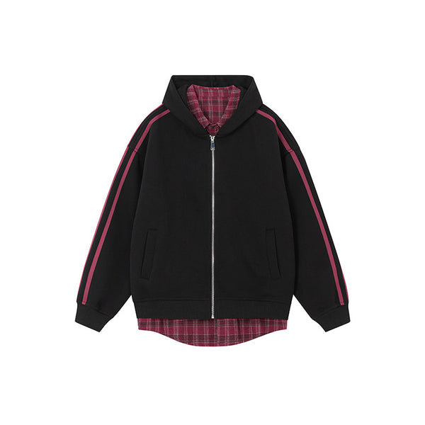 Cardigan Abrigo Cuadrillé con Capucha y Detalles Combinados - Image 6