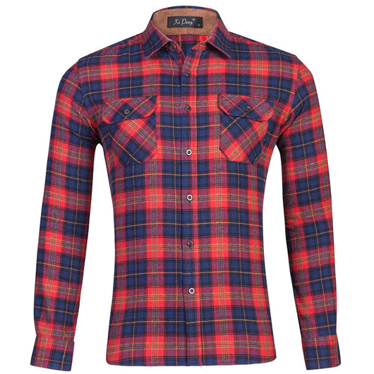 Camisa de Cuadros Doble Bolsa Manga Larga para Hombre - Image 4