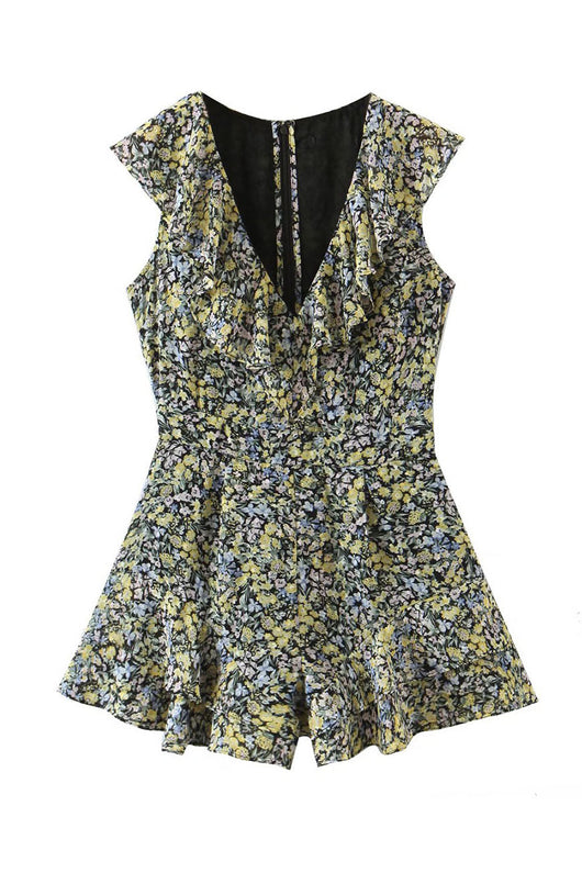 Jumpsuit Chiffon Cuello Lotus sin Mangas con Escote V - Diseño Versátil - Image 3